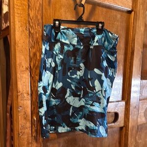 Chic Blue and Black Pencil Skirt Knee-Length Casual